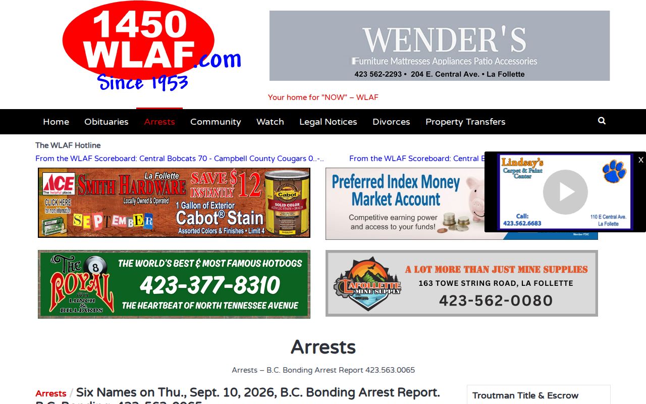 Campbell County multi-day arrest report archive