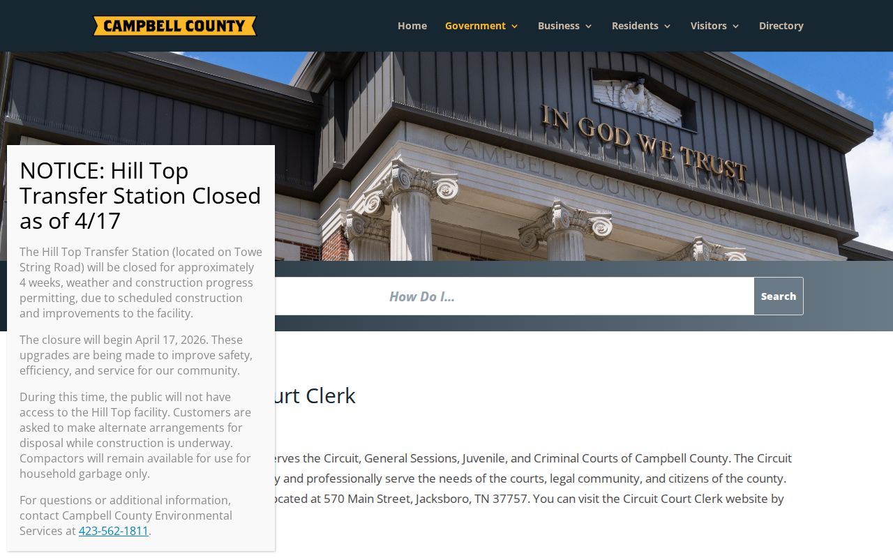Campbell County court contacts for Jacksboro arrest cases